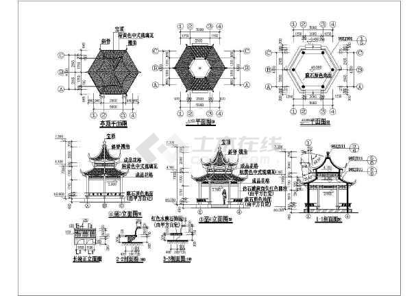 款式新颖的多种八角亭建筑设计施工详图