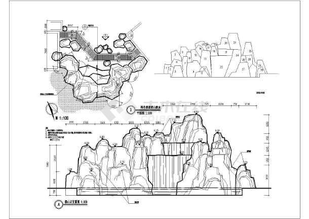 某公园假山塑石设计施工图(角钢龙骨 钢丝网)