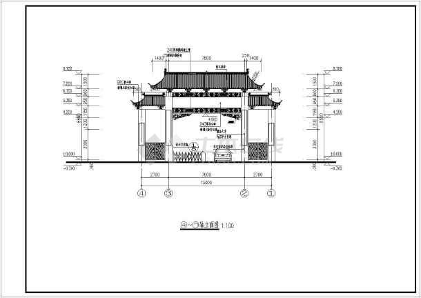 昆仑关仿古大门建筑结构全套设计图