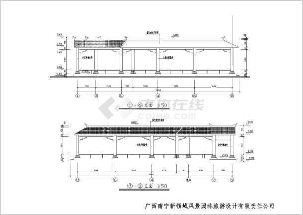 民政局生活小区框架结构休息长廊建筑方案图,图纸包括设计说明,平面图