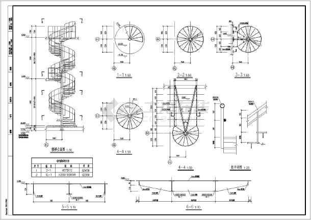 钢结构螺旋楼梯及直跑楼梯节点详图图片2