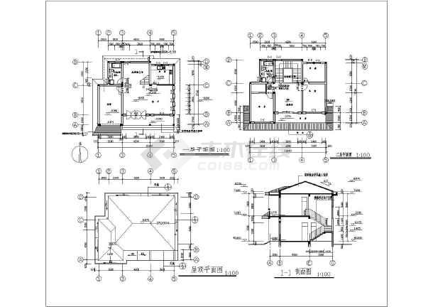 某设计院五套二层经典坡屋顶别墅建筑和结构施工图