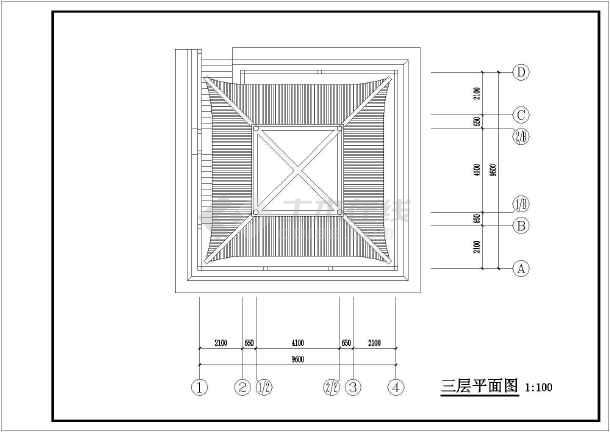 某地框架结构仿古四角攒尖重檐钟鼓楼方案图