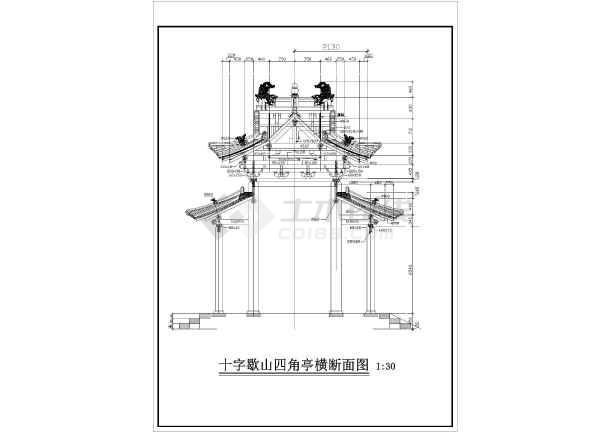 某估古建筑重檐歇山十字脊亭子建筑设计施工图