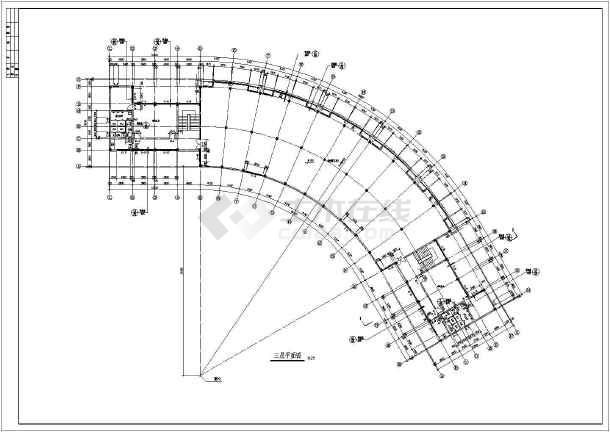 现代漂亮的圆弧形办公大楼(车间大楼)建筑施工图
