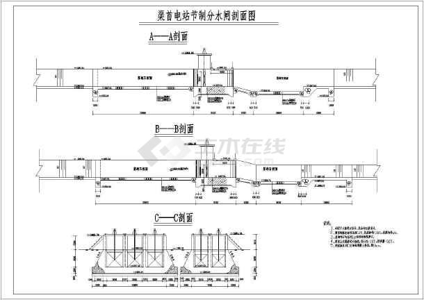 水利工程两套大型节制分水闸结构布置图