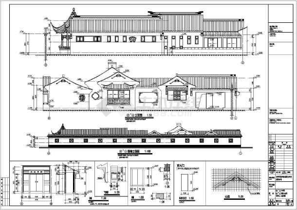 【苏州】一层框架结构仿古别墅建筑建筑设计施工图纸