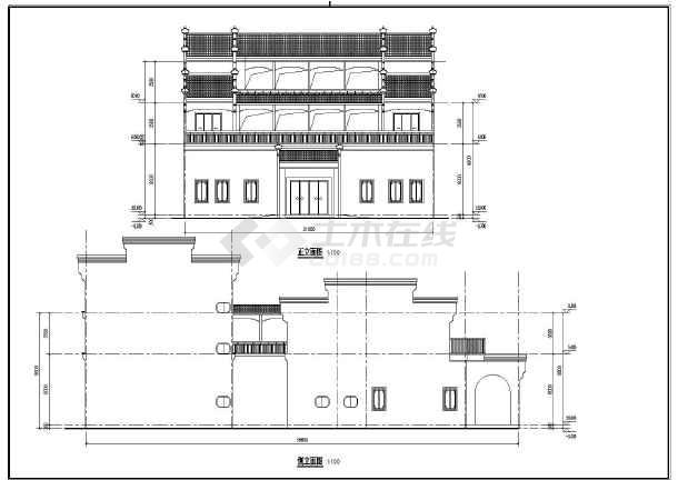 某城镇多层古建徽派建筑cad扩建详图