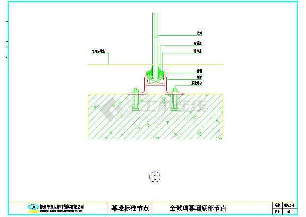 全玻璃幕墙标准节点详图cad图纸(qbmq-1)