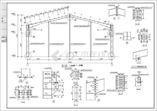 24米跨门式刚架轻型房屋钢结构厂房设计图