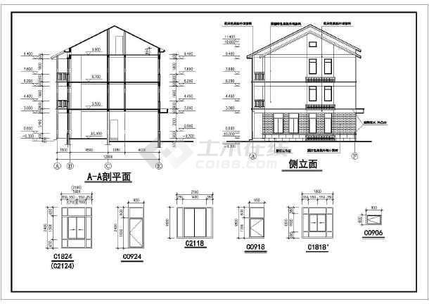 本图纸为某地村民住宅通用设计图(含建筑设计说明),内容包括:柱整体