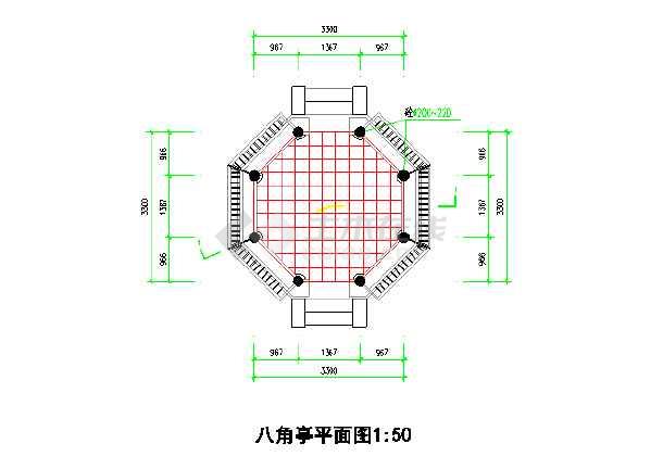 某地八角亭全套建筑设计施工图(共8张)