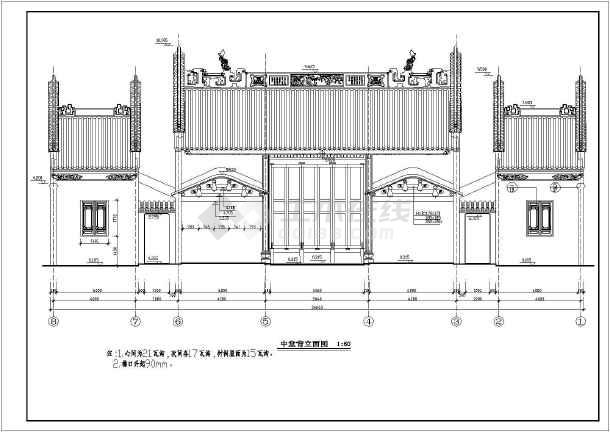 岭南祠堂建筑设计图仿古建筑cad图纸下载