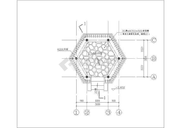 福建永定县洪坑景区六角亭全套施工图纸