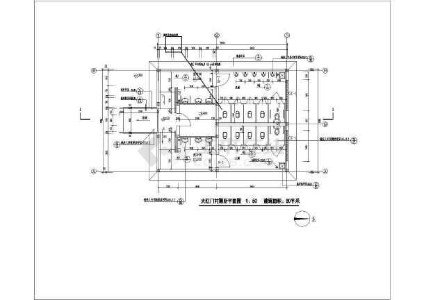 琉璃瓦屋顶公共厕所卫生间cad设计施工图(带给水照明)