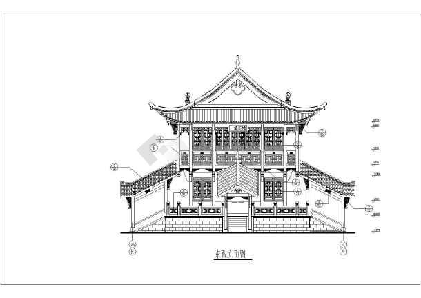 某地木结构歇山二层望江楼建筑方案图