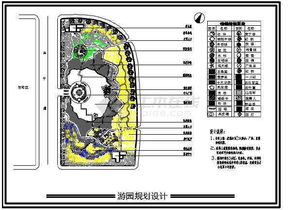 某地小游园绿化规划平面图(植物表)