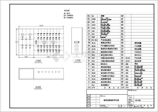 本图是管道直饮水系统的电气安装图纸,包括配电柜柜面图,设备电气原理