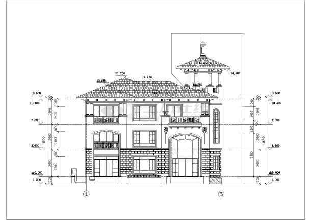 某地三层欧式别墅建筑设计方案图纸_cad图纸下载-土木在线