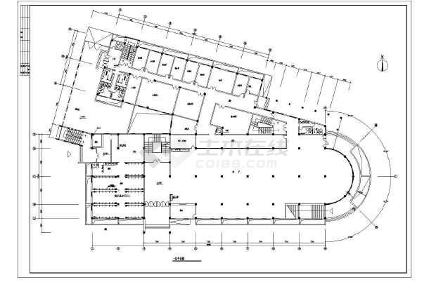 某大学食堂和淋浴室三层建筑给排水工程平面图