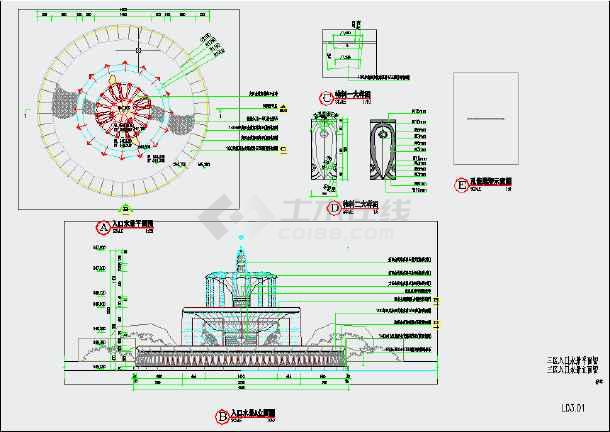 某地园林欧式水景喷泉cad设计施工图纸