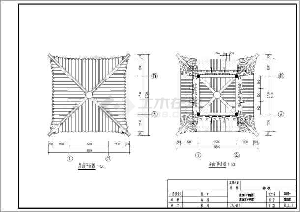 某地单檐四角仿古亭建筑结构方案图