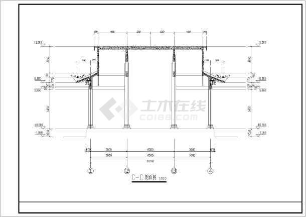 单层框架结构仿清单檐歇山大殿建筑施工图