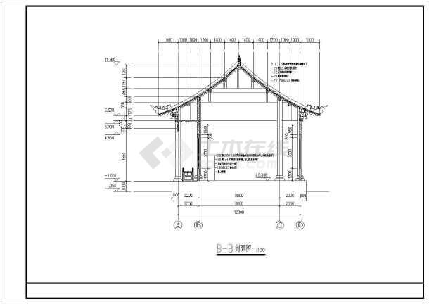 单层框架结构仿清单檐歇山大殿建筑施工图