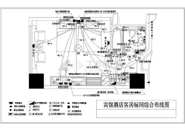 宾馆酒店客房标间电器综合布线设计图