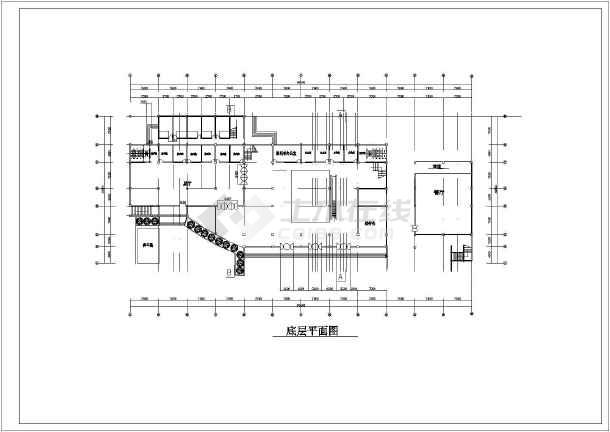 小型展览馆建筑(含平面图,立面图,剖面图)