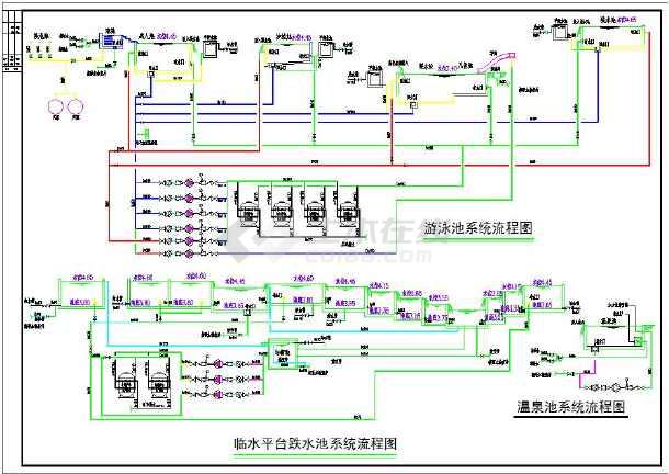 游泳池,水景池,跌水泵给排水设计图