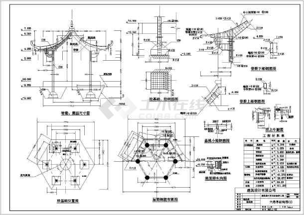 梅县李氏纪念亭和钢砼六角亭结构施工图图片1