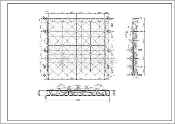 某单层三坡带牛腿网架结构设计施工图图片1