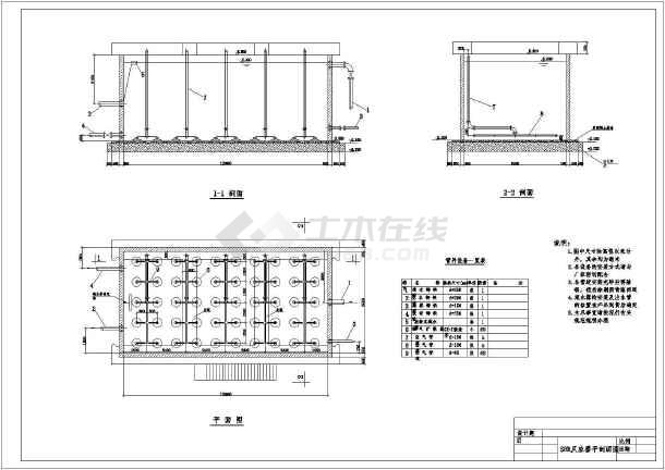 污水生物处理sbr池工艺剖面图和三视图