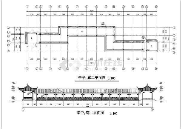 中式古建景观长廊及景亭详细施工图纸