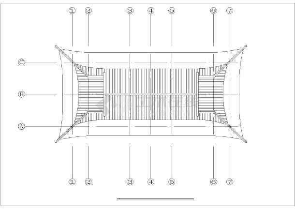 本图纸为:商丘市区某景区古建筑设计施工图,内容包括:立面图,平面图