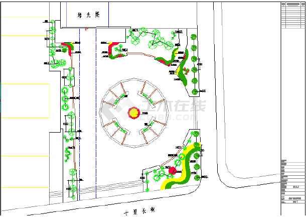 沿海某城市生肖广场绿化设计平面图图片1