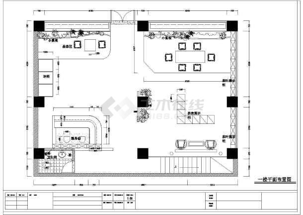 二层中式茶馆品茶室茶吧装修cad设计施工图纸