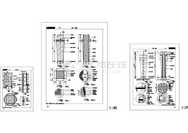 室内柱式的详细大样图纸简介:   本图纸绘制详细,包含柱子剖立面详图