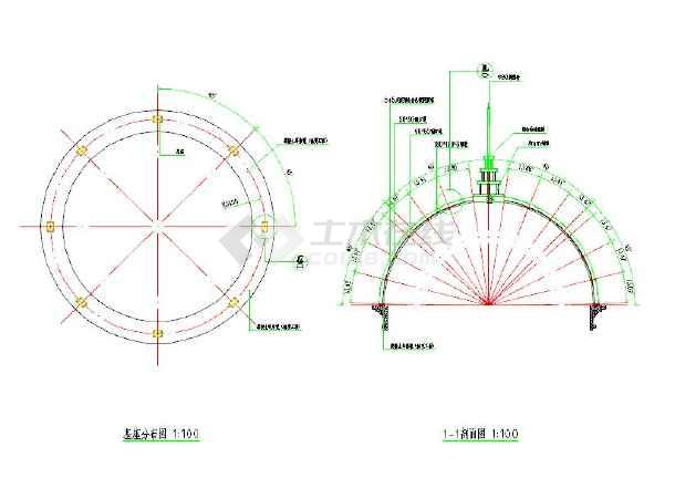 欧式钢结构玻璃穹顶建筑设计cad施工图