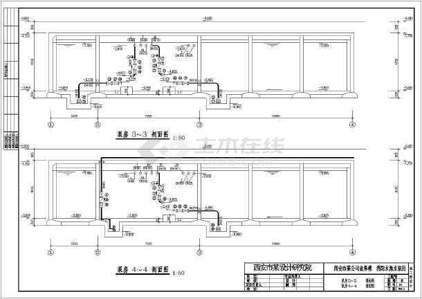 西安某公司业务楼地下车库,室外消防水池水泵房设计图