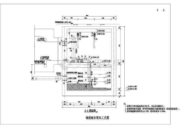 图纸为某地道雨水泵站工艺图.