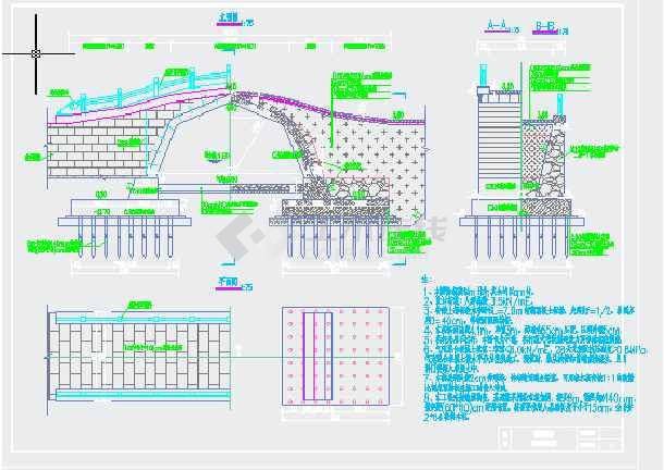 某地70m人行拱桥全套施工图含效果图