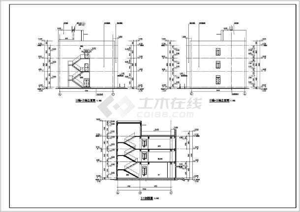 某地三层框架结构办公楼建筑设计施工图