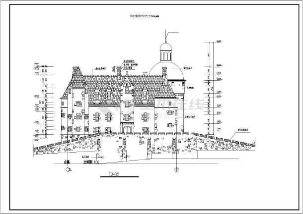 某地三层框架结构英式城堡建筑方案图