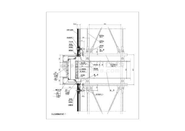 某支点式玻璃幕墙纵剖建筑节点详图