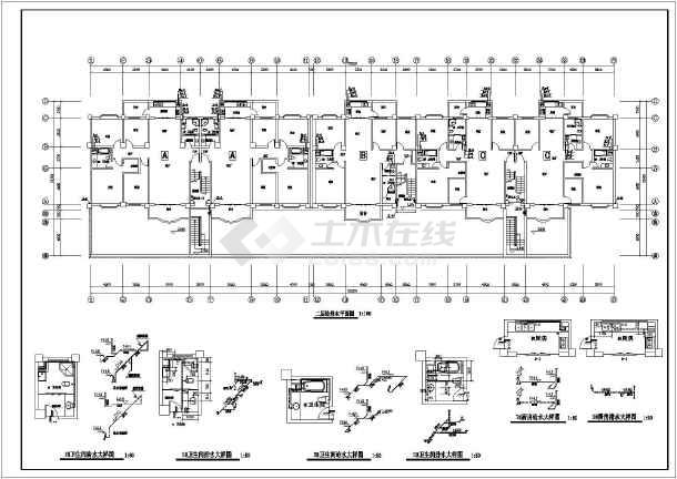 建筑给排水图 住宅,宿舍 某地七层住宅楼建筑给水排水工程设计施工图