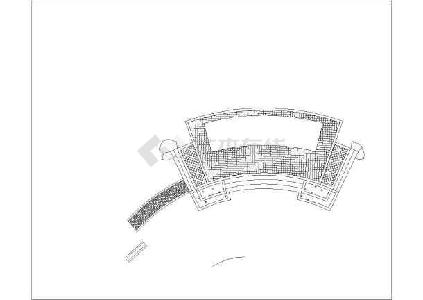 某弧形单臂防腐木景观廊架施工图纸图片1