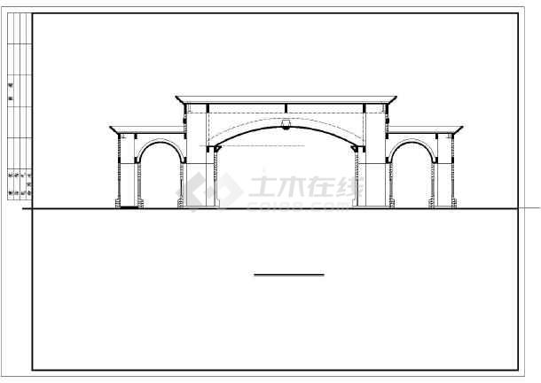 某小区大门建筑设计cad施工图(含平面图,立面,剖面)