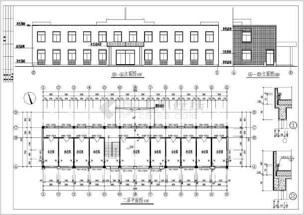 某二层框架结构办公楼建筑结构设计施工图纸